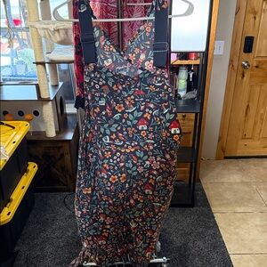 Duluth Trading Co Floral Gnomes and mushrooms overalls- size large women’s